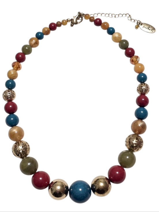 Fashion Jewelry Jewelry - Jules B Vintage Jewel Tone Assorted Crystal Lucite & Acrylic Beaded Necklace